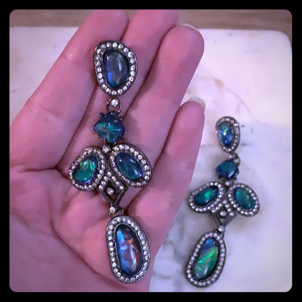 Custom Pageant Peacock Abalone Chandelier Earrings